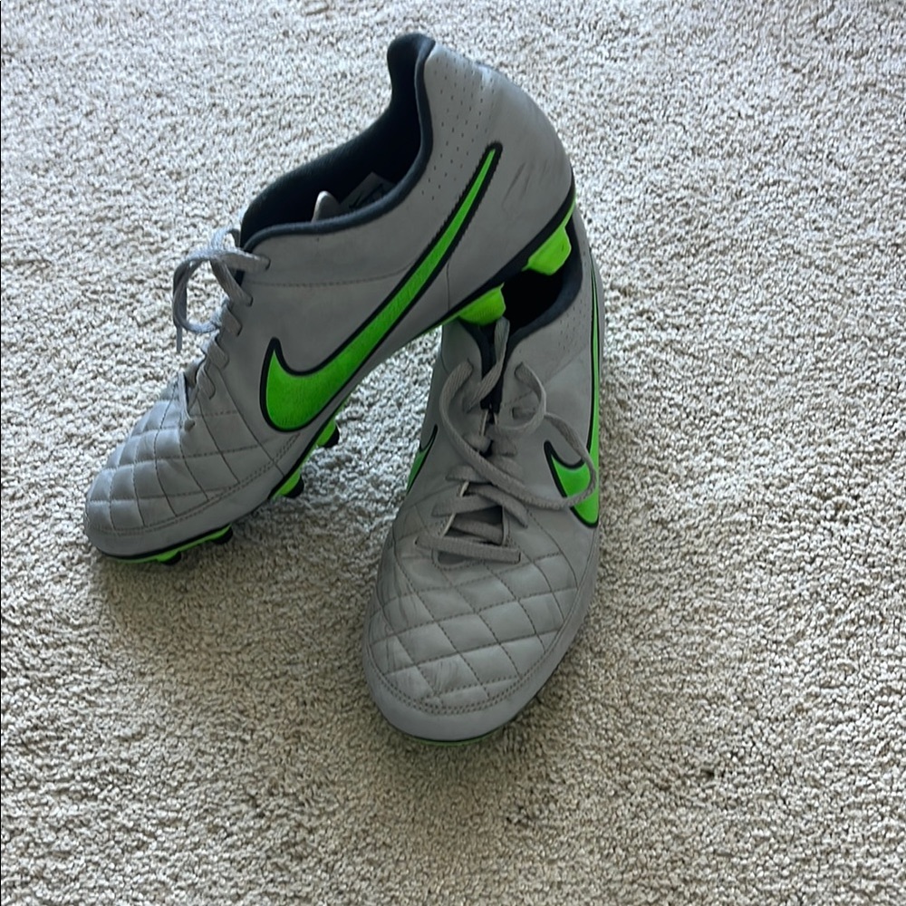 Nike Tempo Soccer Cleats - Grey and Green